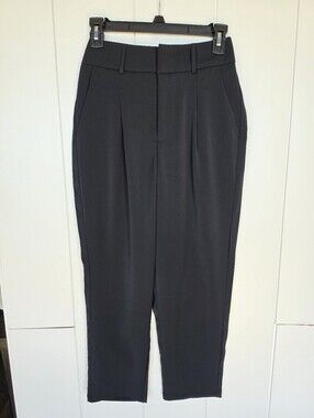Halara Pleated Trouser Pants Women's XS Petite Black Stretch Athleisure NWT